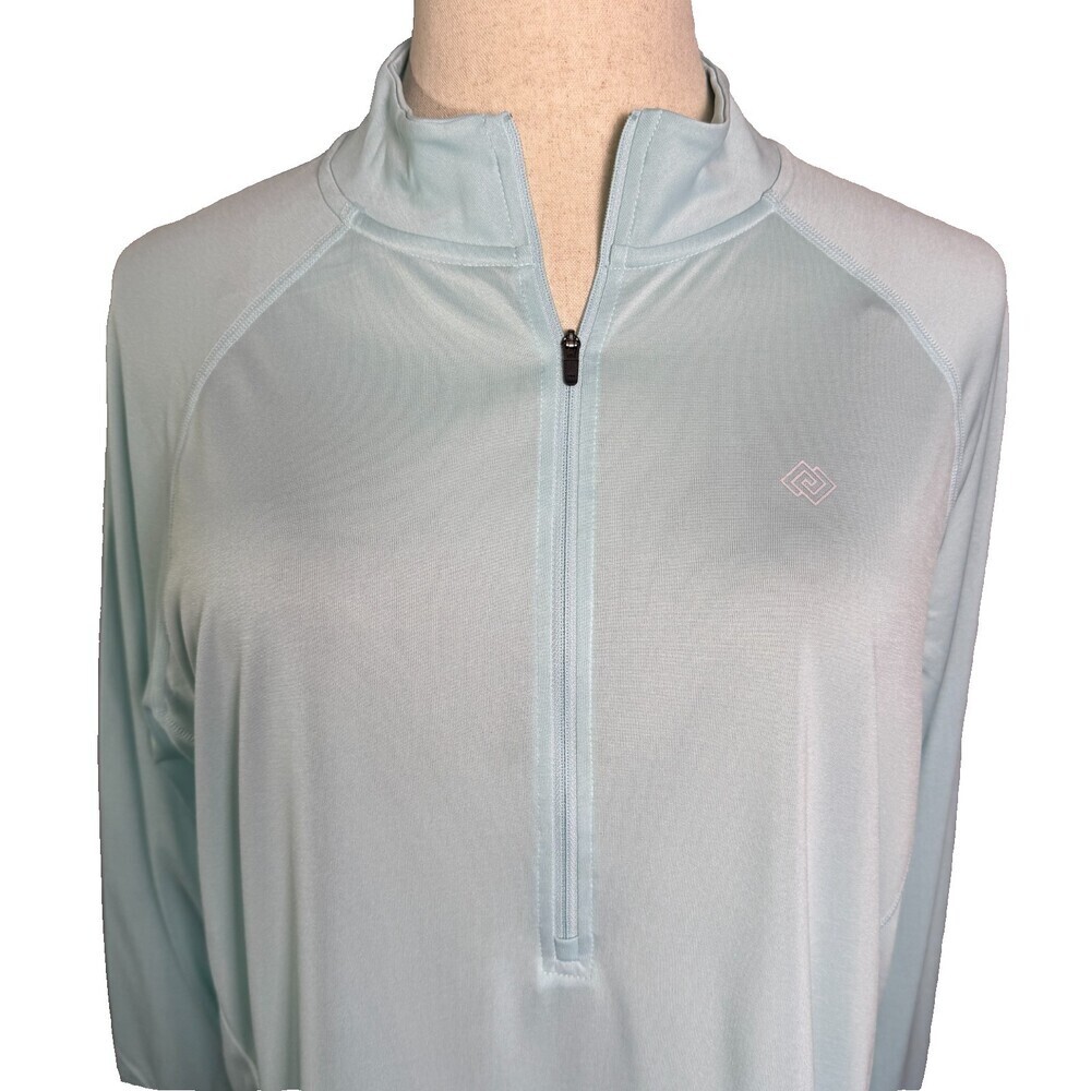 Zelos Women's 3X Light Blue Teal Half Zip Pullover Long Sleeve Activewear Top